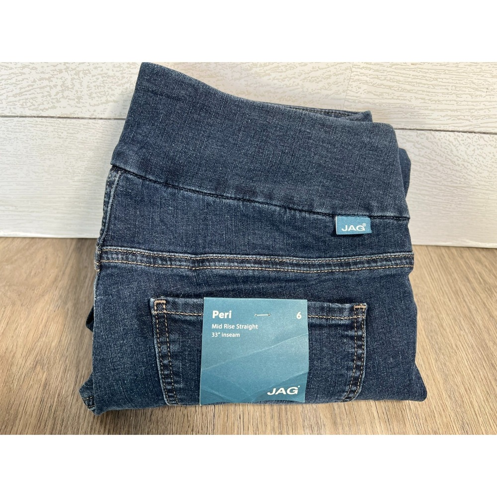 Jag Jeans NEW Women 6 Peri Pull On Mid Rise Straight Leg Stretch Jeans 30x33